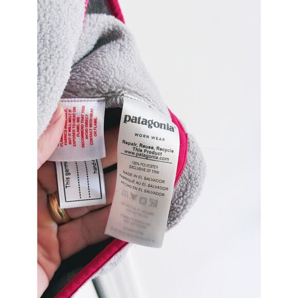 Patagonia Kid's Lightweight Synchilla Snap-T Fleece Pullover Girls XL Pink Gray - Picture 5 of 6